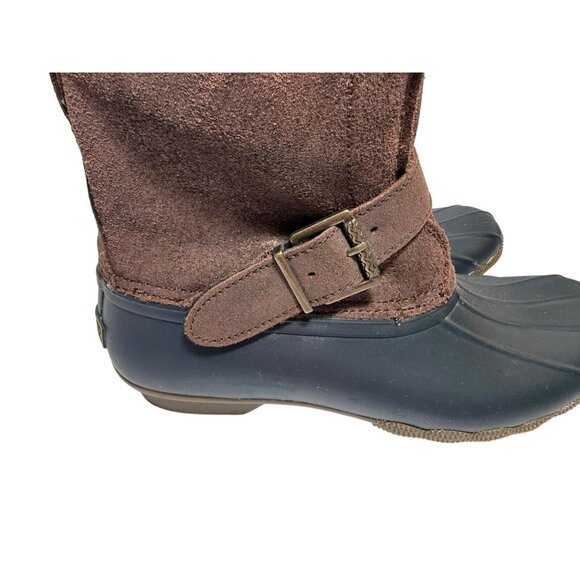 Sperry Top Sider Rip Water Duck Boots Faux Fur Womens 9 Waterproof Blue Rubber - Picture 10 of 16